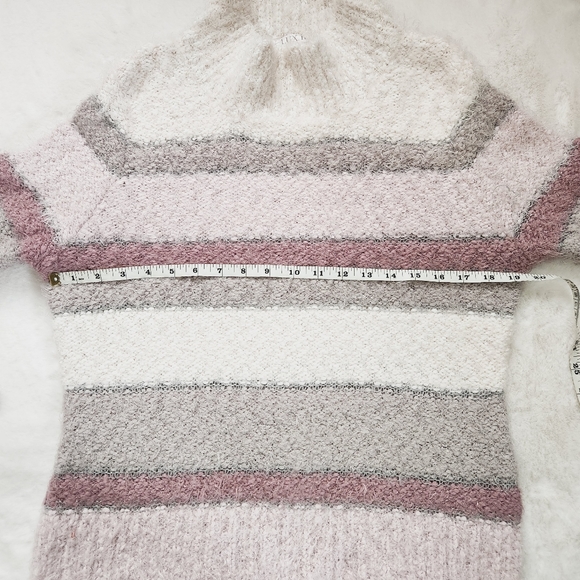 LUX II SWEATER SOFT FUZZY PURPLE GREY CREAM BUTTER LG LARGE L - Picture 5 of 7